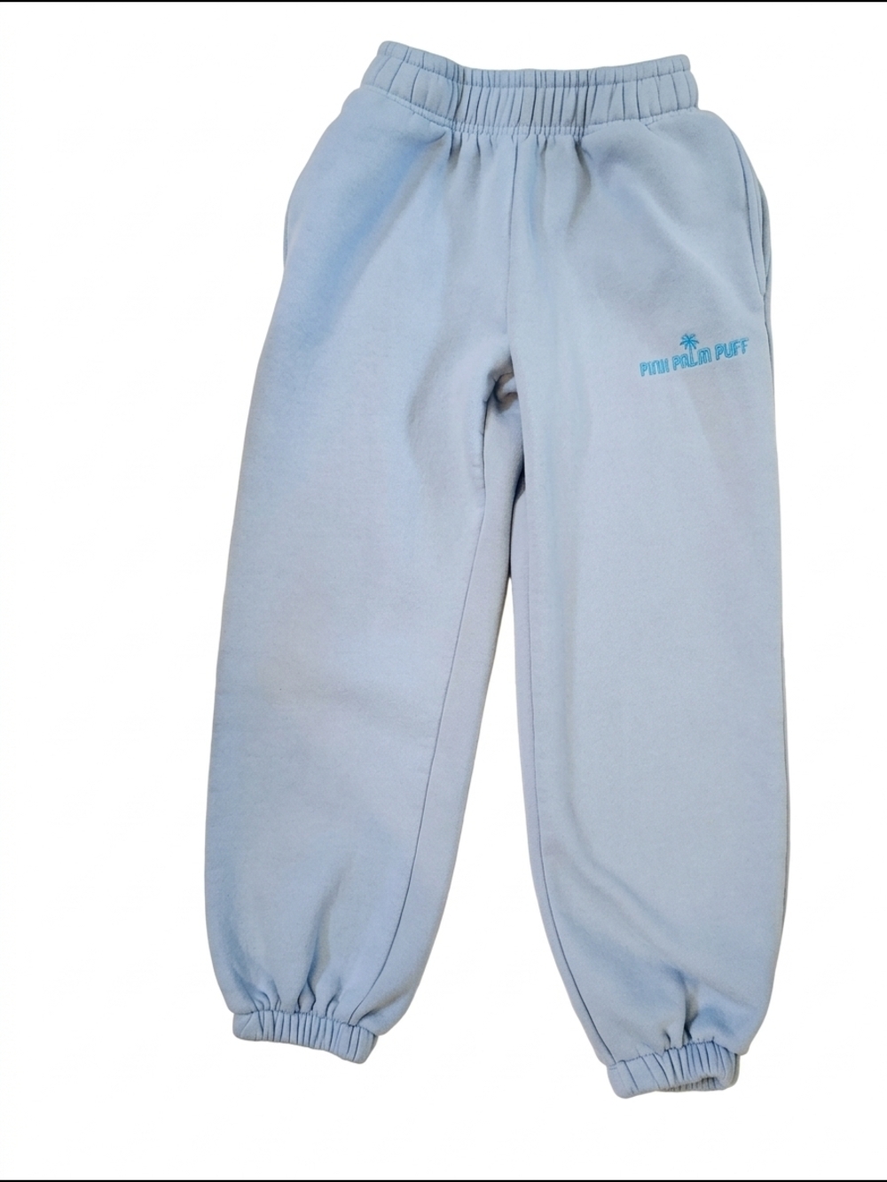 Pink Palm Puff Light Blue "Ocean Air" Joggers - 5XS Euc
